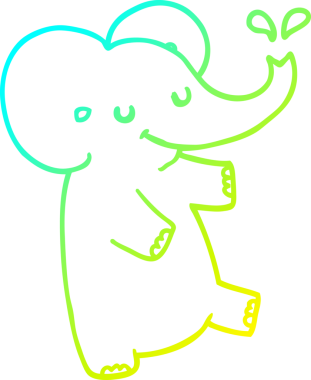 Bir insan tarafından çizilen dans eden bir filin soğuk gradyan çizgisi