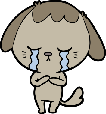 Bir insan tarafından çizilmiş ağlayan bir köpek.