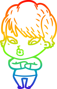 gökkuşağı gradyan çizimi bir insan tarafından çizilmiş bir karikatür kadın