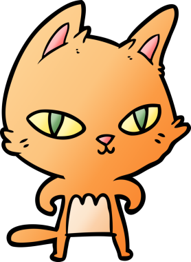 Bir insan tarafından çizilmiş çizgi film kedisi.