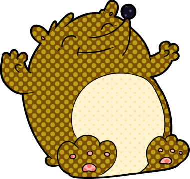 Bir insan tarafından çizilmiş çizgi film ayısı.