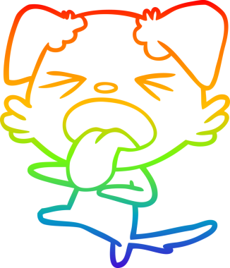 Gökkuşağı gradyan çizgi çizimi bir insan tarafından çizilmiş iğrenç bir köpek.