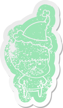 Sinirli çizgi film, Noel Baba şapkası takan bir çocuğun insan tarafından çizilmiş çıkartması.