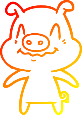 Bir insan tarafından çizilmiş gergin bir domuz çizgi çizimi.