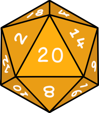 Retro Dövme Biçimi Doğal 20 D20 zar bir insan tarafından çizildi