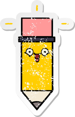 Bir insan tarafından çizilmiş şirin bir karikatür kaleminin sıkıntılı çıkartması.