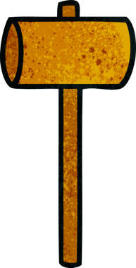 Bir insan tarafından çizilmiş bir çekicin el çizimi karikatürü.