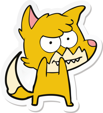 Bir insan tarafından çizilmiş sırıtan tilki çizgi filminin çıkartması