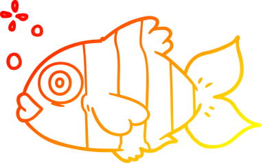 Bir insan tarafından çizilmiş egzotik bir balığın sıcak çizgi çizimi