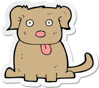 Bir insan tarafından çizilmiş bir köpeğin çıkartması.