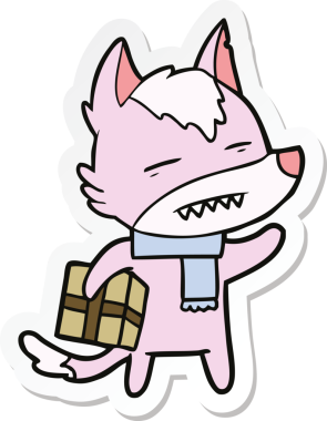 Bir insan tarafından çizilmiş bir yeteneği olan bir kurt çizgi film etiketi.