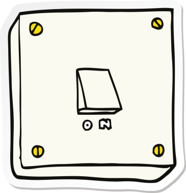 Bir insan tarafından çizilmiş çizgi film lambası etiketi.