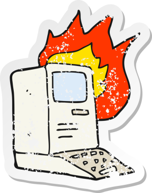 Bir insan tarafından çizilmiş eski bir bilgisayar karikatürünün gerilimli yapıştırması.