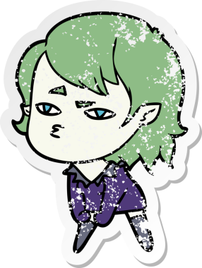 Bir insan tarafından çizilmiş vampir bir kızın sıkıntılı çıkartması.