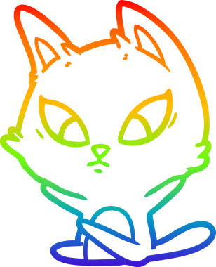 Bir insan tarafından çizilmiş kafası karışmış çizgi film kedisinin çizimi.