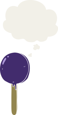 insan tarafından çizilmiş düşünce baloncuklu çizgi film lolipopu.