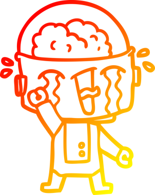 Bir insan tarafından çizilmiş, karikatür ağlayan robot çizimi.