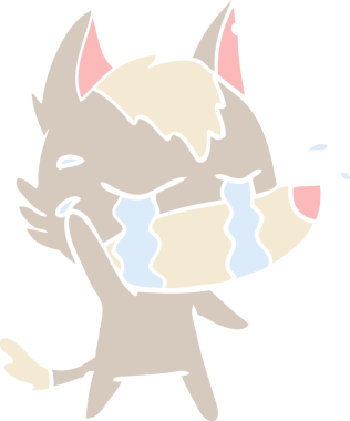 Bir insan tarafından çizilmiş düz renkli ağlayan kurt resmi.