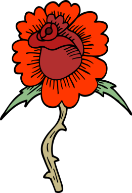 Bir insan tarafından çizilmiş karalama gül dövmesi sembolü