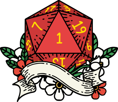 Retro Dövme Biçimi Doğal Bir d20 zar bir insan tarafından çizildi