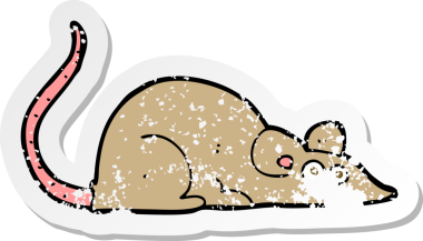 Bir insan tarafından çizilmiş karikatür bir farenin gerilimli çıkartması