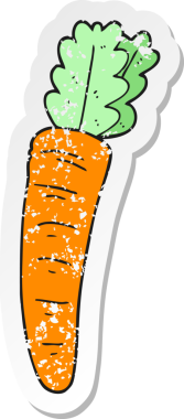 Bir insan tarafından çizilmiş havuç desenli bir karikatür çıkartması.