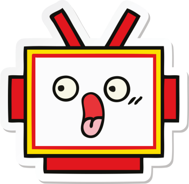 Bir insan tarafından çizilmiş şirin bir robot kafasının çıkartması.