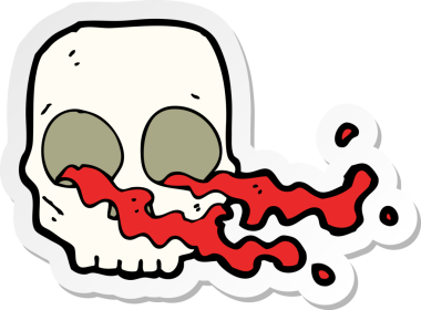 Bir insan tarafından çizilmiş iğrenç bir kafatasının çıkartması.