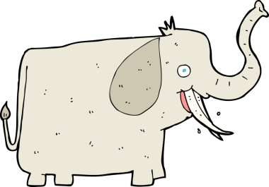 Bir insan tarafından çizilmiş mutlu bir fil.