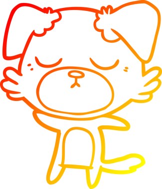 Bir insan tarafından çizilmiş sevimli bir köpeğin sıcak çizgi çizgisi.