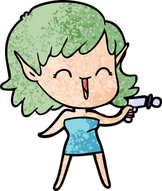 Bir insan tarafından çizilmiş bir elf kızı.