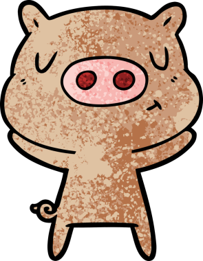 Bir insan tarafından çizilmiş çizgi film içerikli domuz.