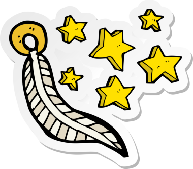 Bir insan tarafından çizilmiş bir karikatür Şanslı Tüyü çıkartması.