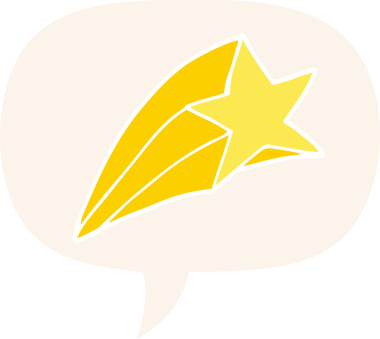 Bir insan tarafından çizilmiş, konuşma baloncuğu olan bir çizgi film yıldızı.