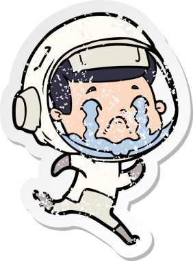 Bir insan tarafından çizilmiş ağlayan bir astronotun sıkıntılı çıkartması.
