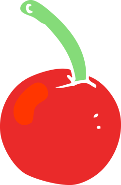 Bir insan tarafından çizilmiş kirazın düz renk çizimi