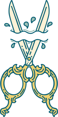 Bir insan tarafından çizilmiş berber makasının ikonik dövme şekli