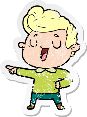 Bir insan tarafından çizilmiş mutlu bir çizgi film karakterinin sıkıntılı çıkartması.