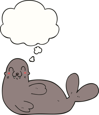 Bir insan tarafından çizilmiş düşünce baloncuklu karikatür mührü