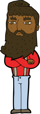 Bir insan tarafından çizilmiş sakallı ciddi bir adam çizgi filmi.