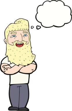 Bir insan tarafından çizilmiş düşünce baloncuğu olan gururlu bir adam.