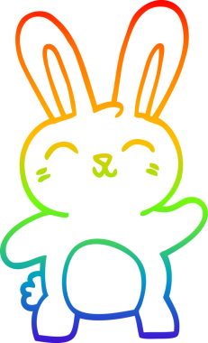 Gökkuşağı gradyan çizgi çizimi Bir insan tarafından çizilmiş şirin tavşan