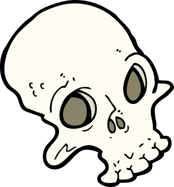 Bir insan tarafından çizilmiş ürkütücü bir kafatası.