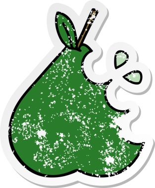 Bir insan tarafından çizilmiş şirin bir armutun sıkıntılı çıkartması.