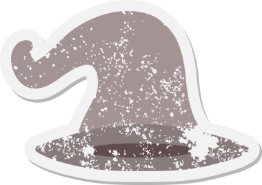 Bir insan tarafından çizilmiş eski büyücü şapkası grunge çıkartması