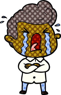 Bir insan tarafından çizilmiş ağlayan bir karikatür.