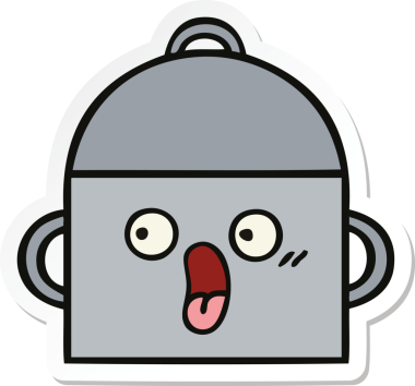 Bir insan tarafından çizilmiş şirin bir yemek pişirme kabının çıkartması.