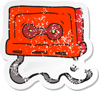 Bir insan tarafından çizilmiş bir kasetin gerilimli retro yapıştırması.