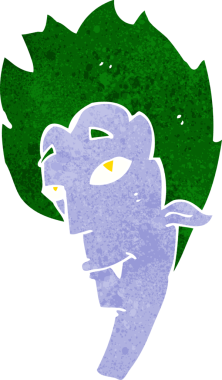 Bir insan tarafından çizilmiş vampir kafası.