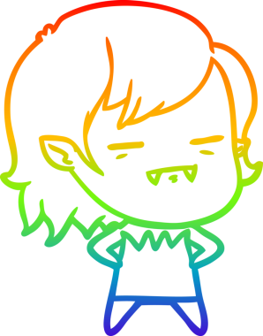 Gökkuşağı gradyan çizgi çizimi Bir insan tarafından çizilen ölümsüz vampir kız çizgi